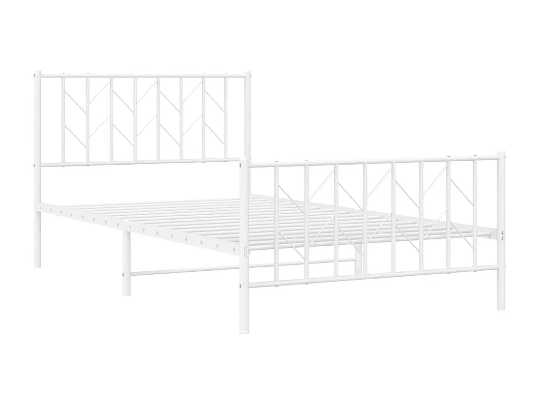 Cadre de lit métal sans matelas et pied de lit blanc 107x203 cm