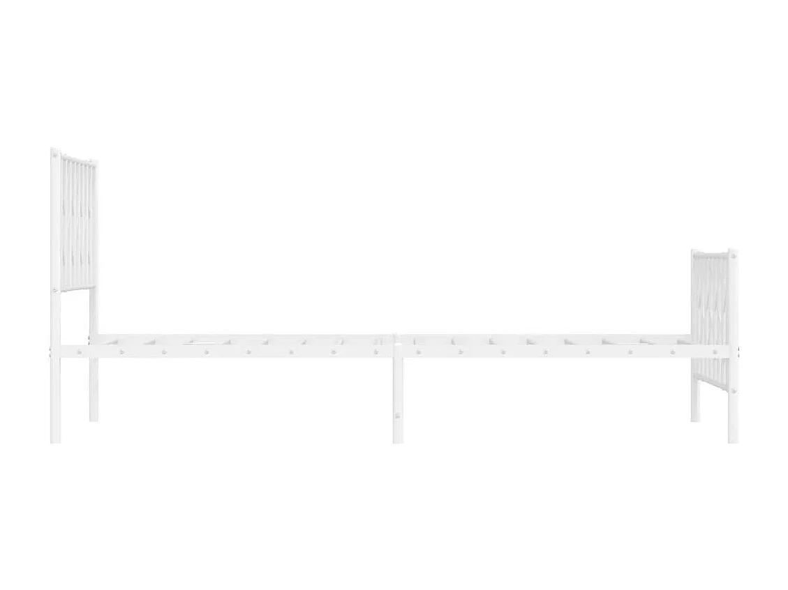 Cadre de lit métal sans matelas et pied de lit blanc 107x203 cm