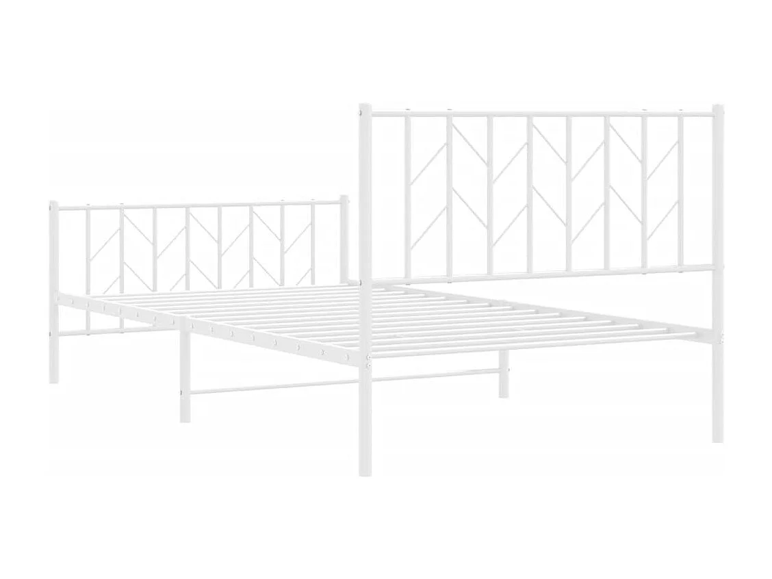Cadre de lit métal sans matelas et pied de lit blanc 107x203 cm
