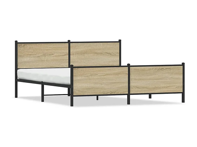 Cadre de lit en métal sans matelas chêne sonoma 200x200 cm