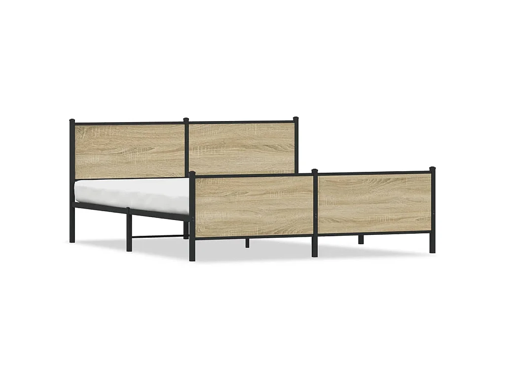 Cadre de lit en métal sans matelas chêne sonoma 200x200 cm