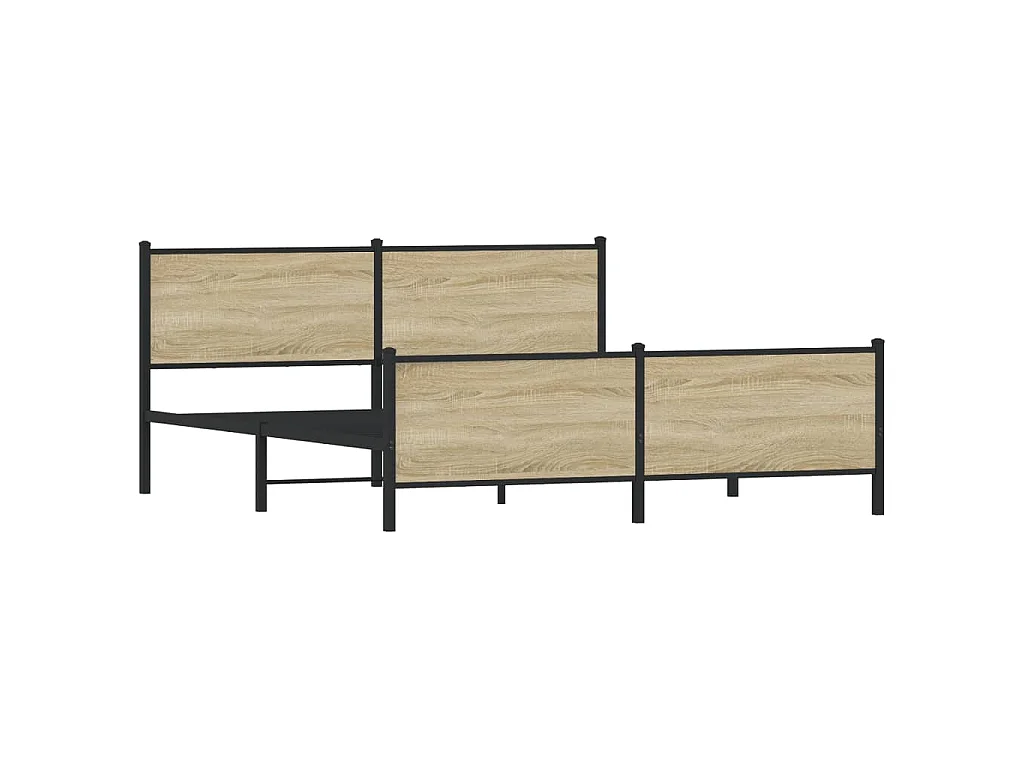 Cadre de lit en métal sans matelas chêne sonoma 200x200 cm