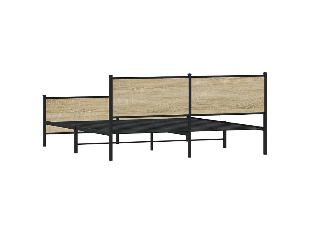 Cadre de lit en métal sans matelas chêne sonoma 200x200 cm