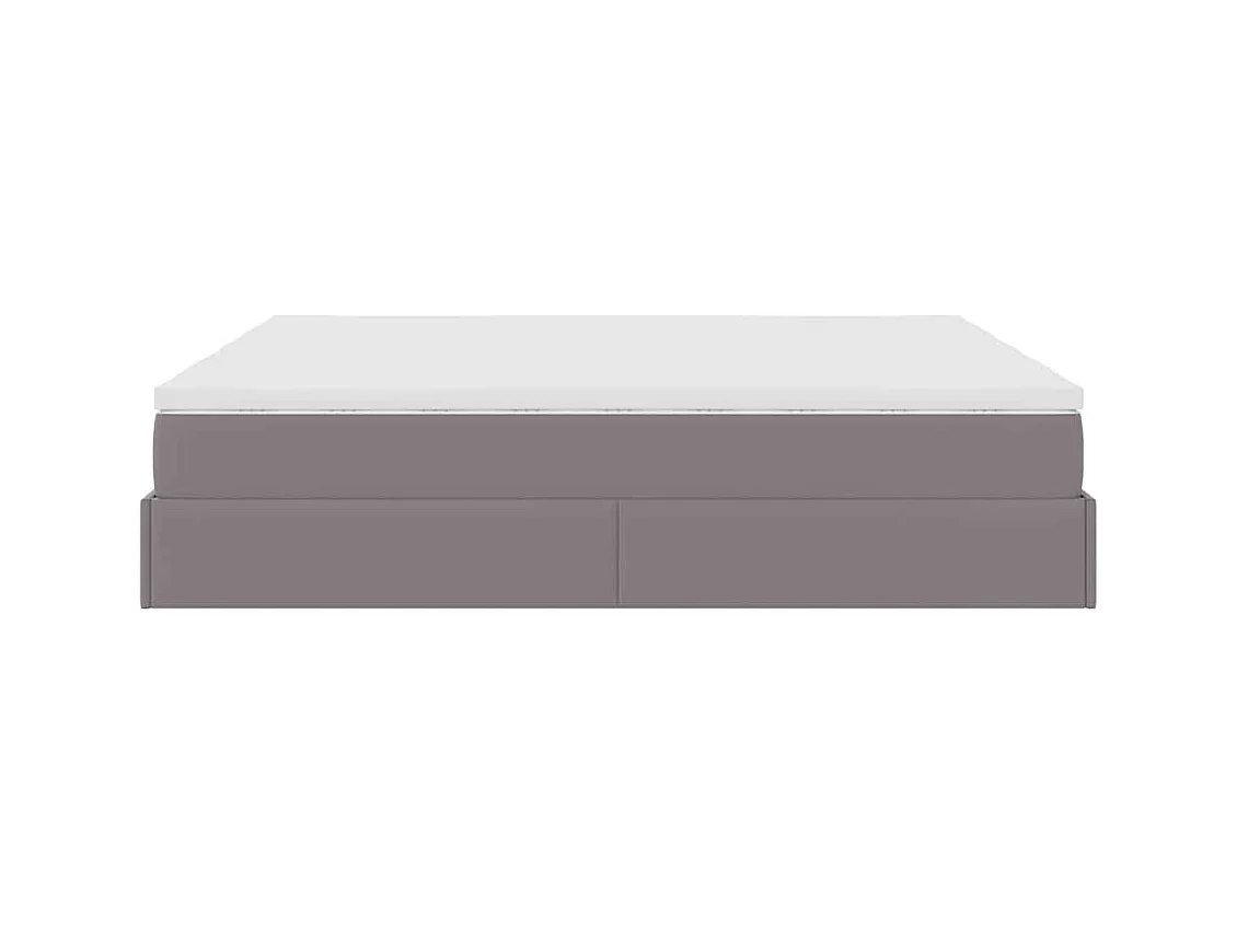 Struttura Letto Pouf con Materassi Grigio 200x200 cm Similpelle