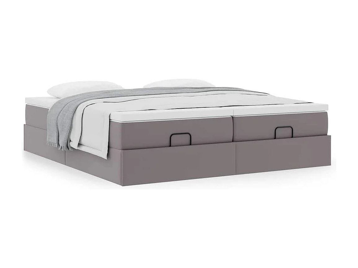 Ottoman bed met matrassen 200x200cm kunstleer grijs