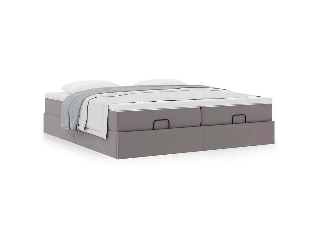 Struttura Letto Pouf con Materassi Grigio 200x200 cm Similpelle