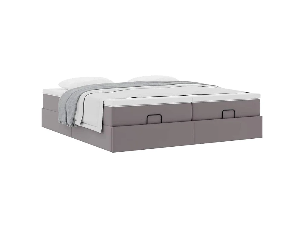 Struttura Letto Pouf con Materassi Grigio 200x200 cm Similpelle