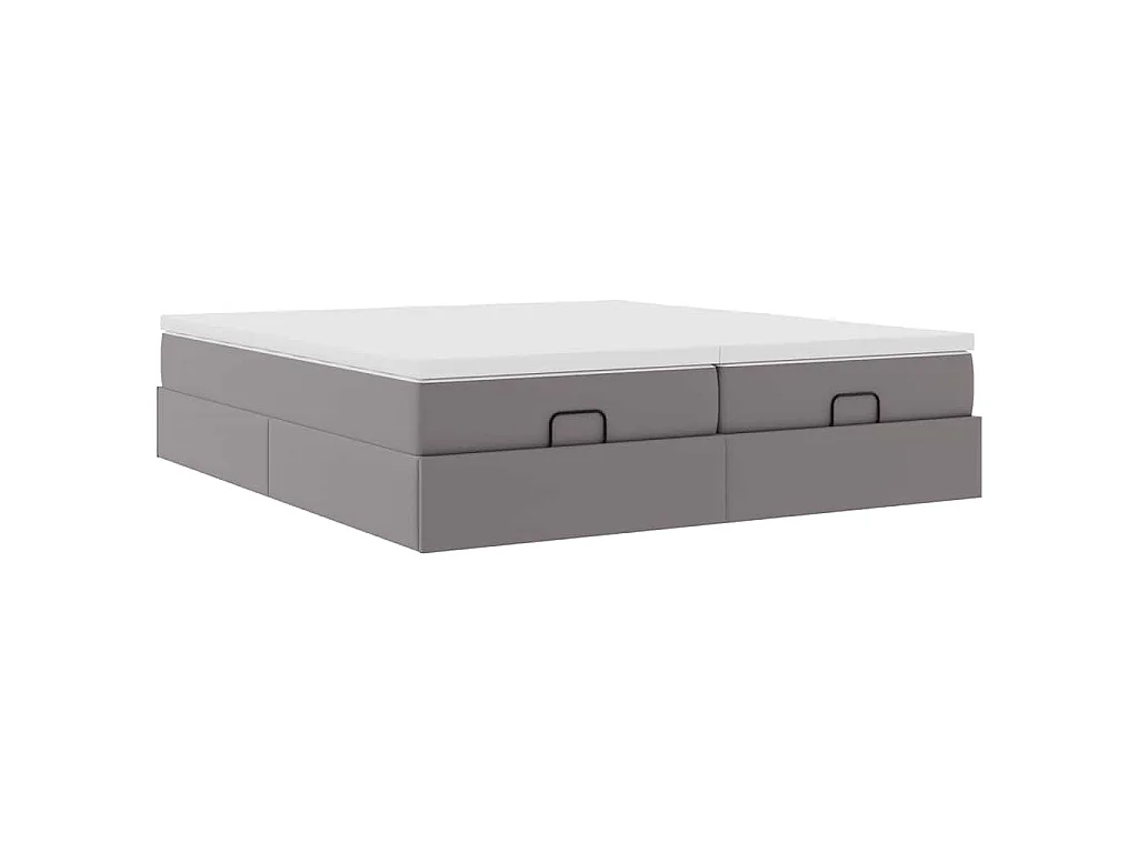 Struttura Letto Pouf con Materassi Grigio 200x200 cm Similpelle