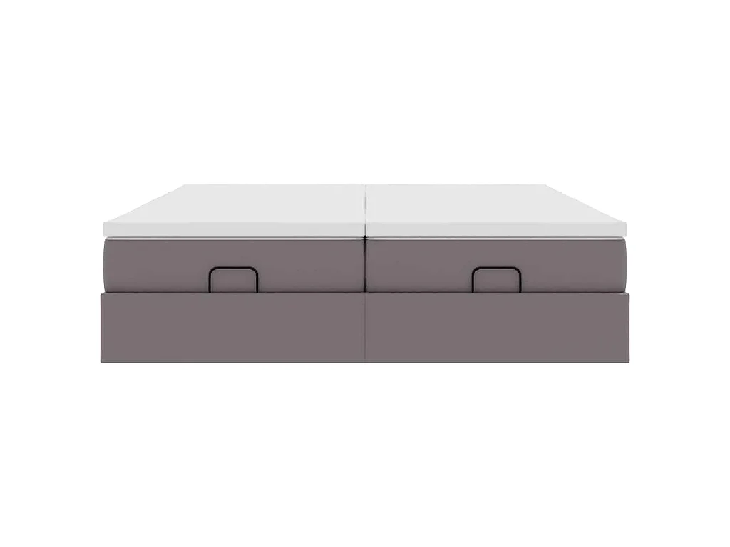 Struttura Letto Pouf con Materassi Grigio 200x200 cm Similpelle