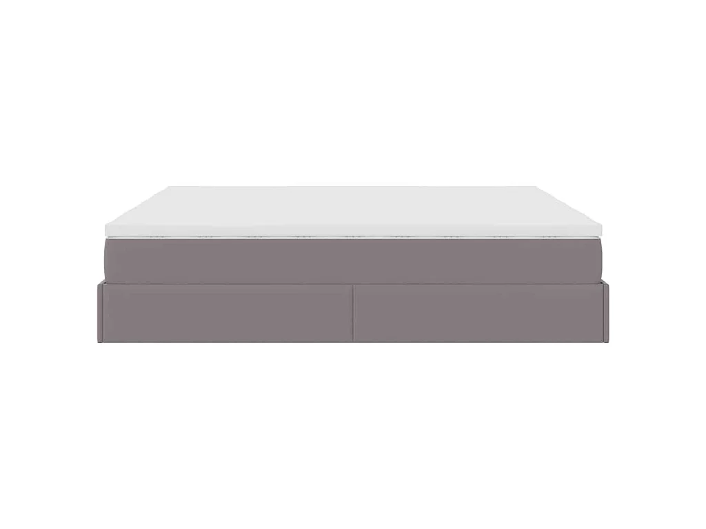 Struttura Letto Pouf con Materassi Grigio 200x200 cm Similpelle