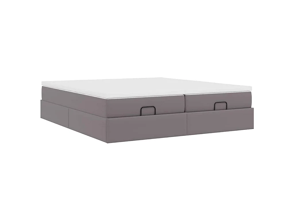 Struttura Letto Pouf con Materassi Grigio 200x200 cm Similpelle