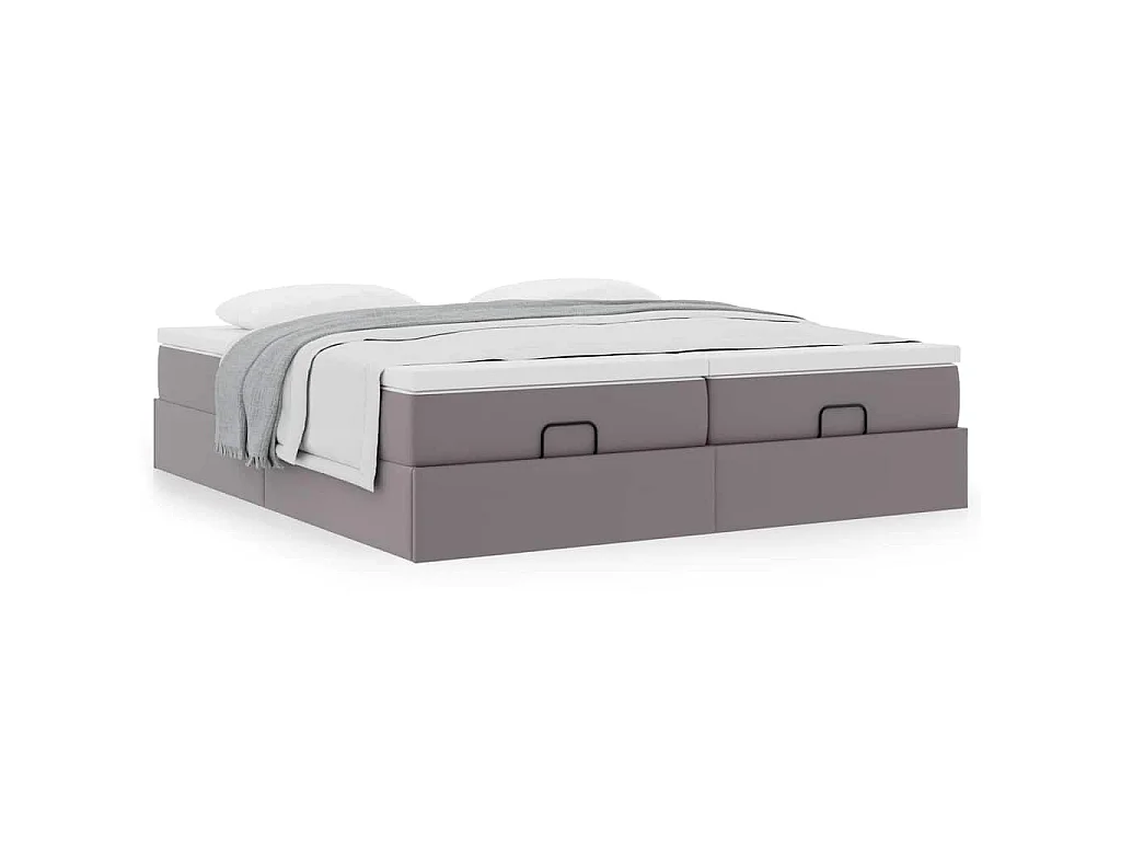 Ottoman-Bett mit Matratzen Grau 200x200 cm Kunstleder