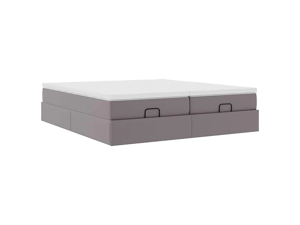 Ottoman-Bett mit Matratzen Grau 200x200 cm Kunstleder