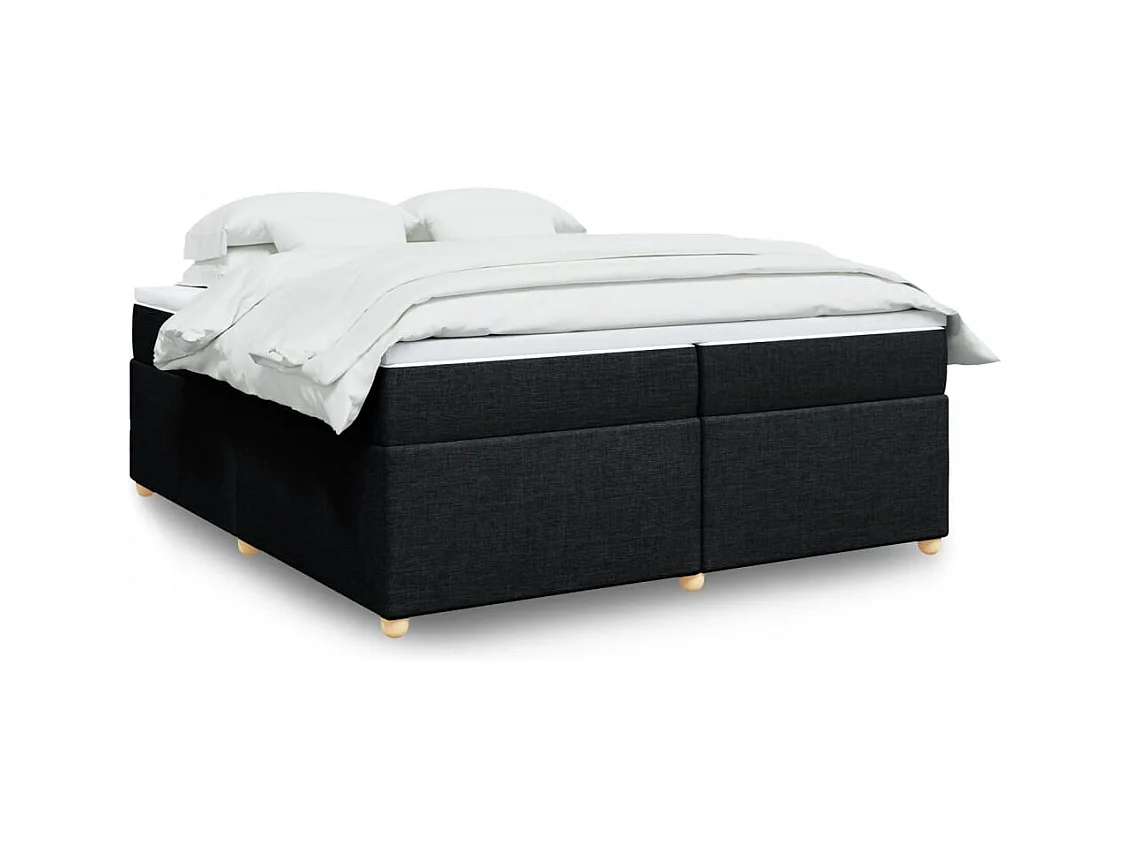 Sommier à lattes de lit avec matelas Noir 200x200 cm Tissu
