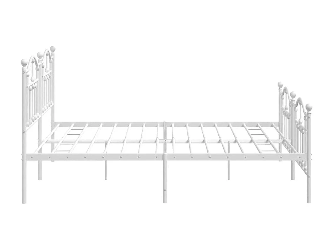 Cadre de lit métal sans matelas et pied de lit blanc 193x203 cm