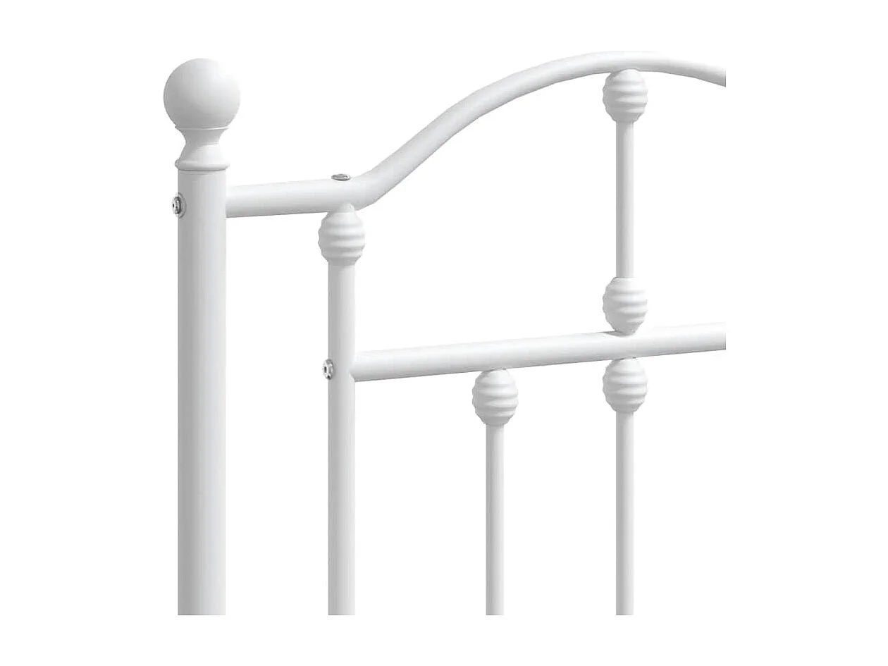Cadre de lit métal sans matelas et pied de lit blanc 193x203 cm
