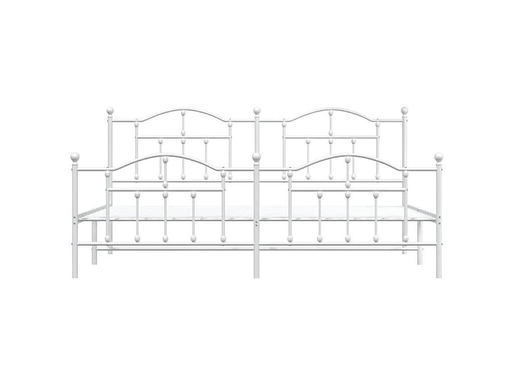 Cadre de lit métal sans matelas et pied de lit blanc 193x203 cm