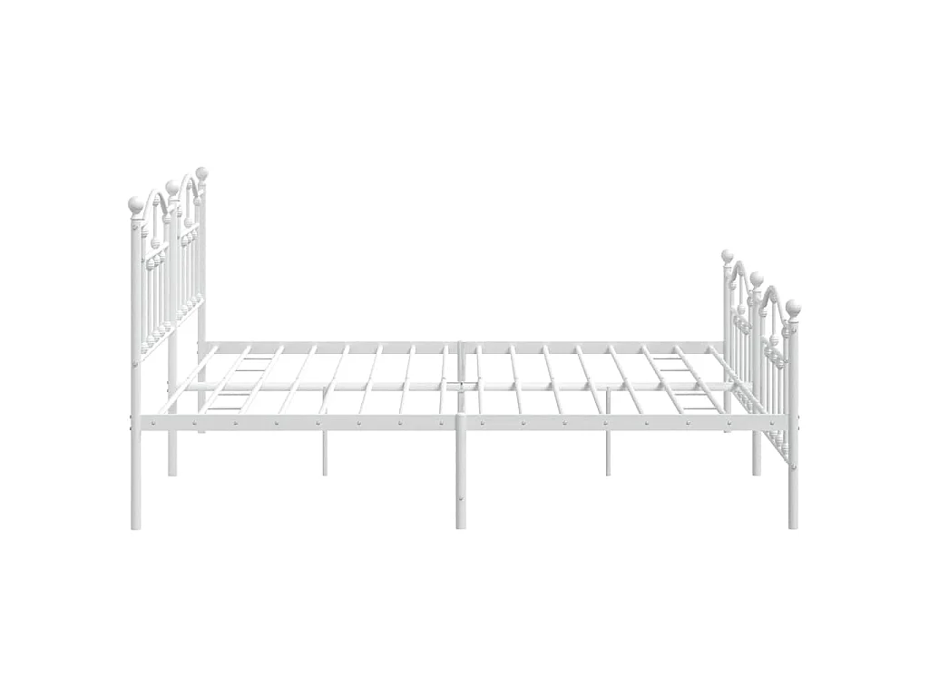 Cadre de lit métal sans matelas et pied de lit blanc 193x203 cm
