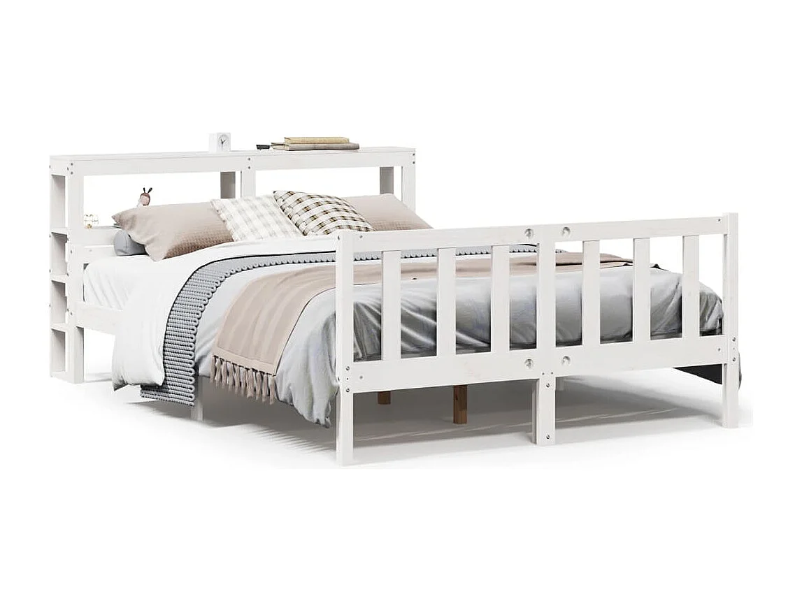 Cadre de lit sans matelas blanc 150x200 cm bois de pin massif