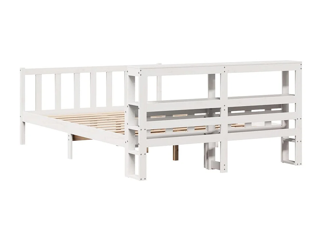 Cadre de lit sans matelas blanc 150x200 cm bois de pin massif