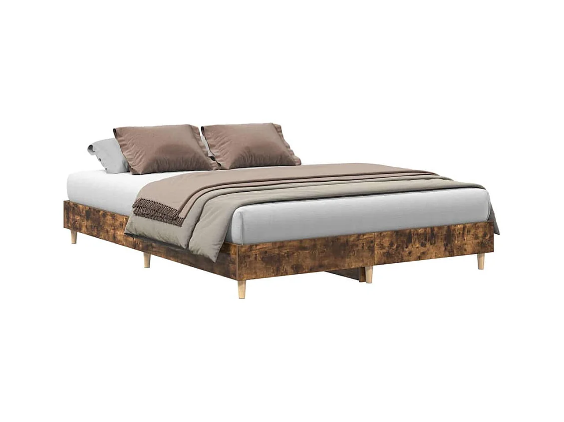 Cadre de lit sans matelas chêne fumé 150x200 cm bois ingénierie