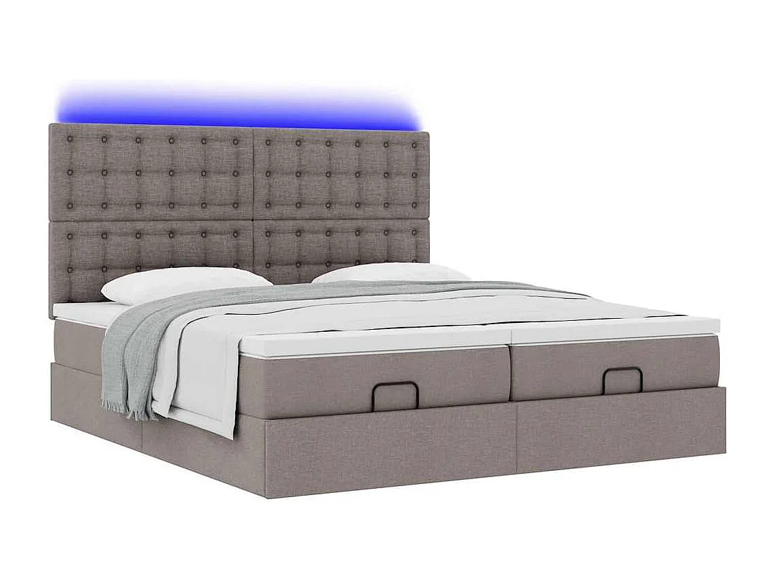 Cadre de lit ottoman avec matelas taupe 200x200cm tissu