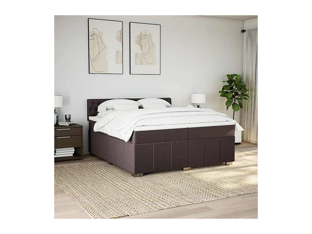 Sommier à lattes de lit avec matelas Marron foncé 200x200 cm