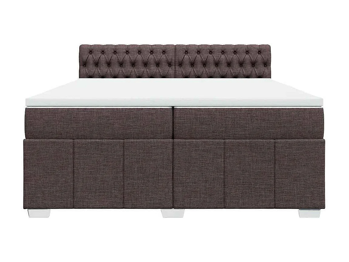 Cama com molas/colchão 200x200 cm tecido castanho-escuro