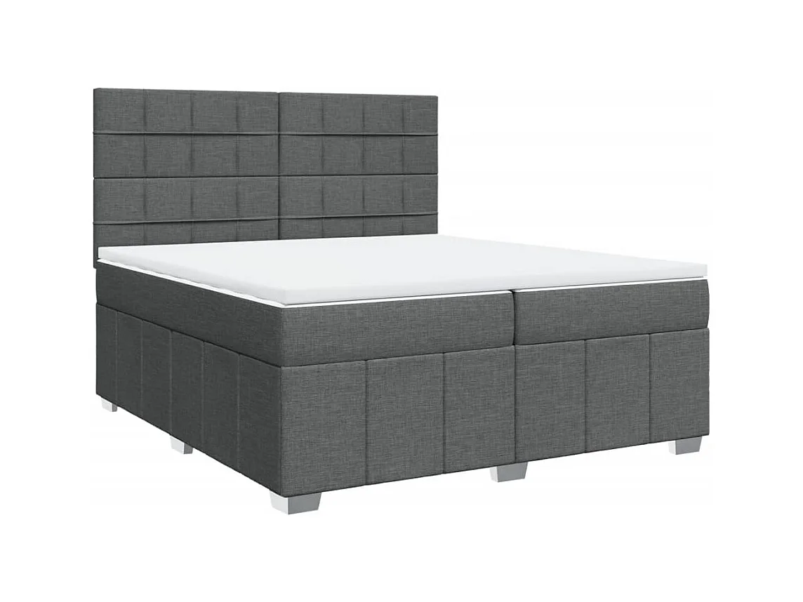 Cama box spring con colchón tela gris oscuro 200x200 cm