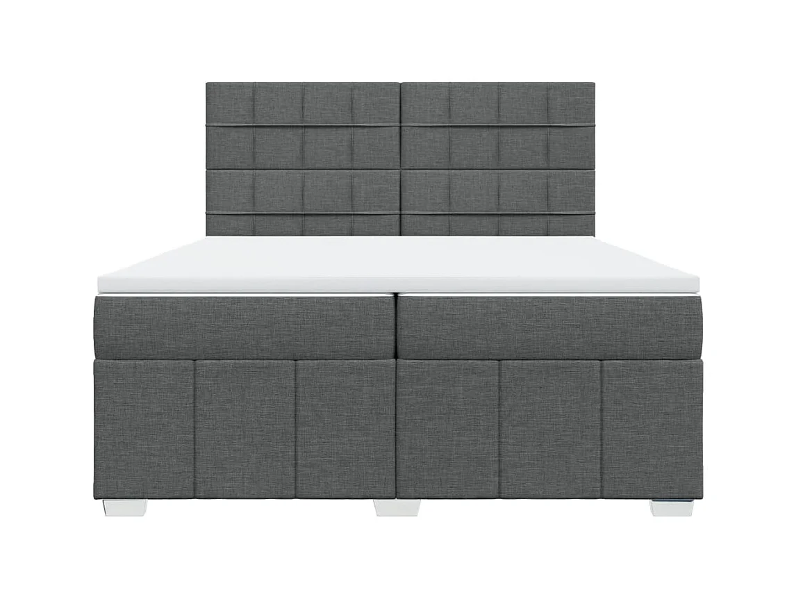 Cama box spring con colchón tela gris oscuro 200x200 cm