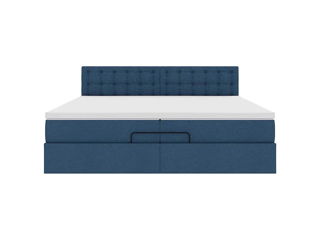 Struttura Letto Pouf con Materassi Blu 200x200 cm in Tessuto