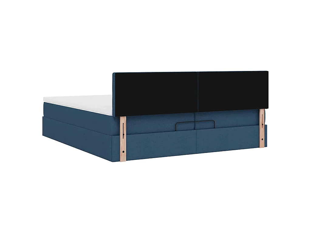 Struttura Letto Pouf con Materassi Blu 200x200 cm in Tessuto