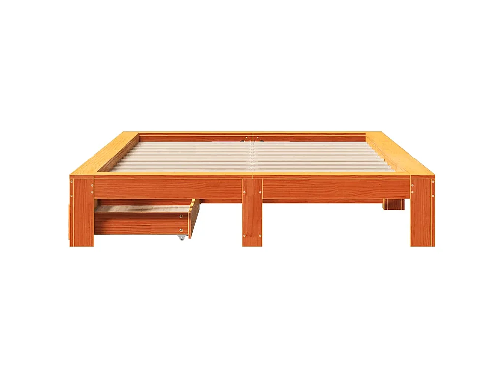 Cama sem colchão 150x200 cm madeira pinho maciça castanho-mel