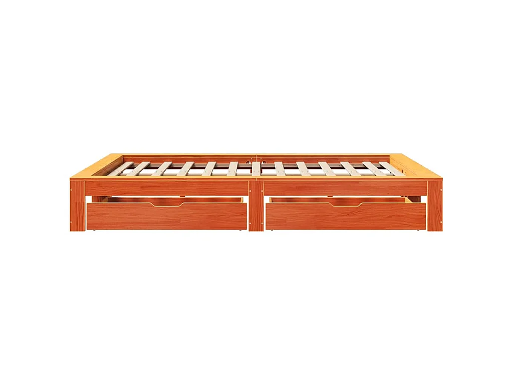 Cama sem colchão 150x200 cm madeira pinho maciça castanho-mel