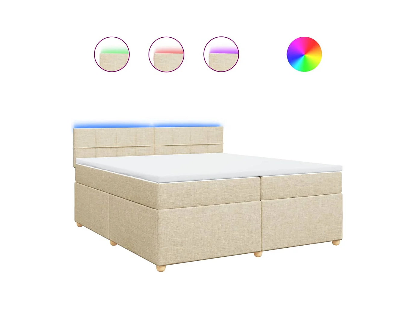 Sommier à lattes de lit avec matelas Crème 200x200 cm Tissu