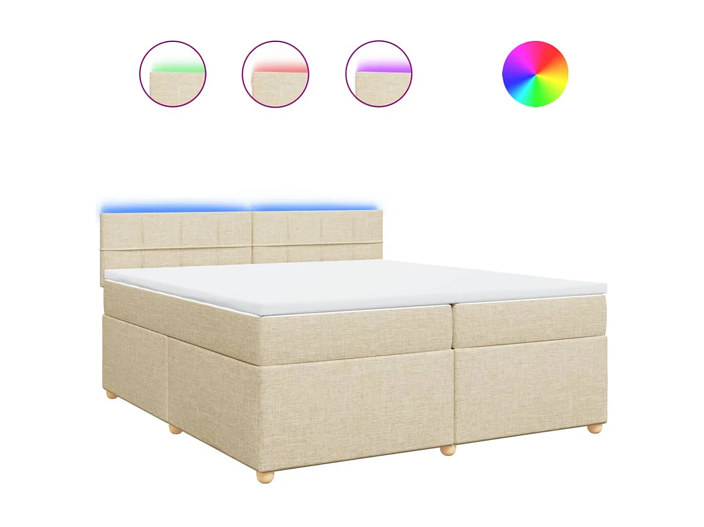 Boxspringbett mit Matratze Creme 200x200 cm Stoff