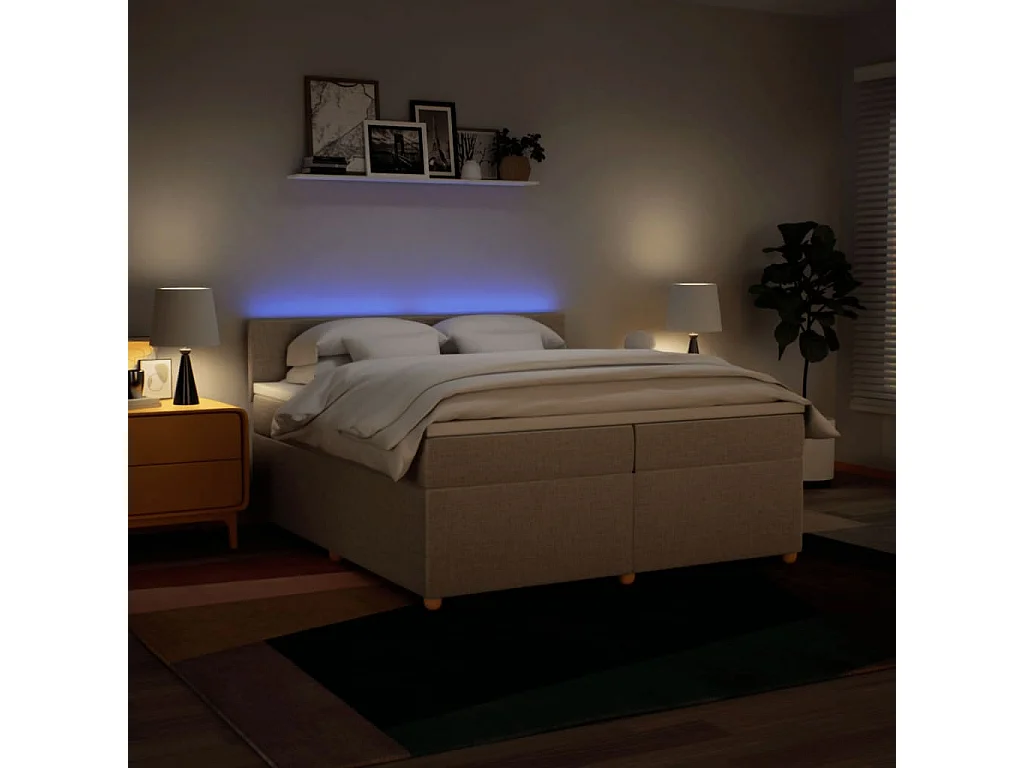 Cama com molas/colchão 200x200 cm tecido cor creme