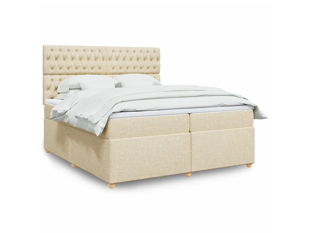 Cama com molas/colchão 200x200 cm tecido cor creme