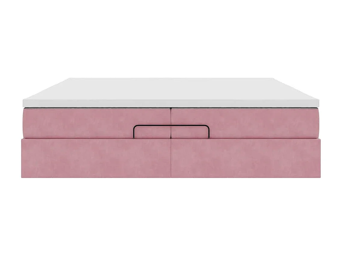 Struttura Letto Pouf con Materassi Rosa 200x200 cm Velluto