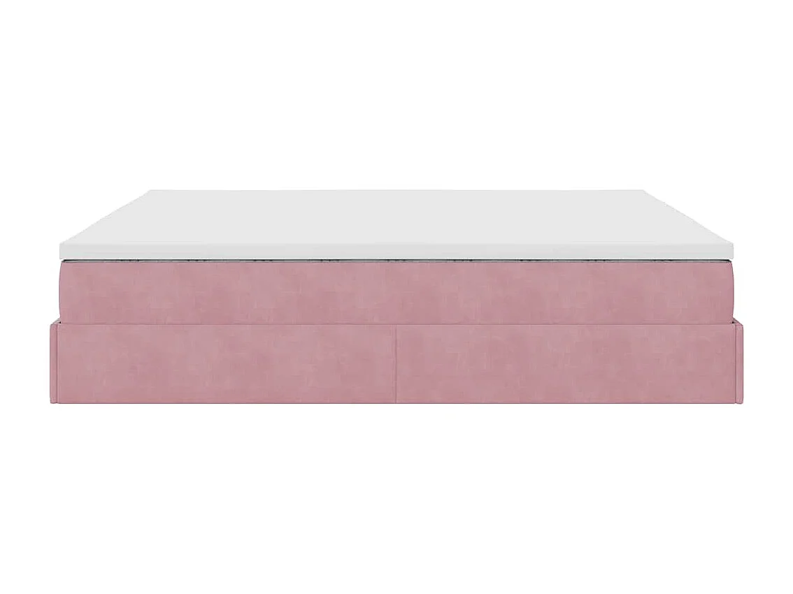 Struttura Letto Pouf con Materassi Rosa 200x200 cm Velluto