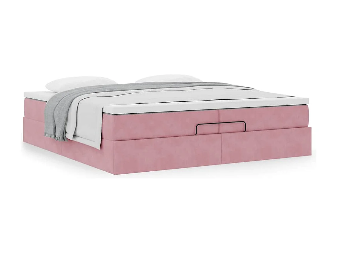 Ottoman bed met matrassen 200x200cm fluweel roze