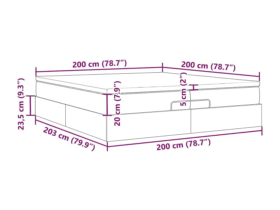 Ottoman bed met matrassen 200x200cm fluweel roze
