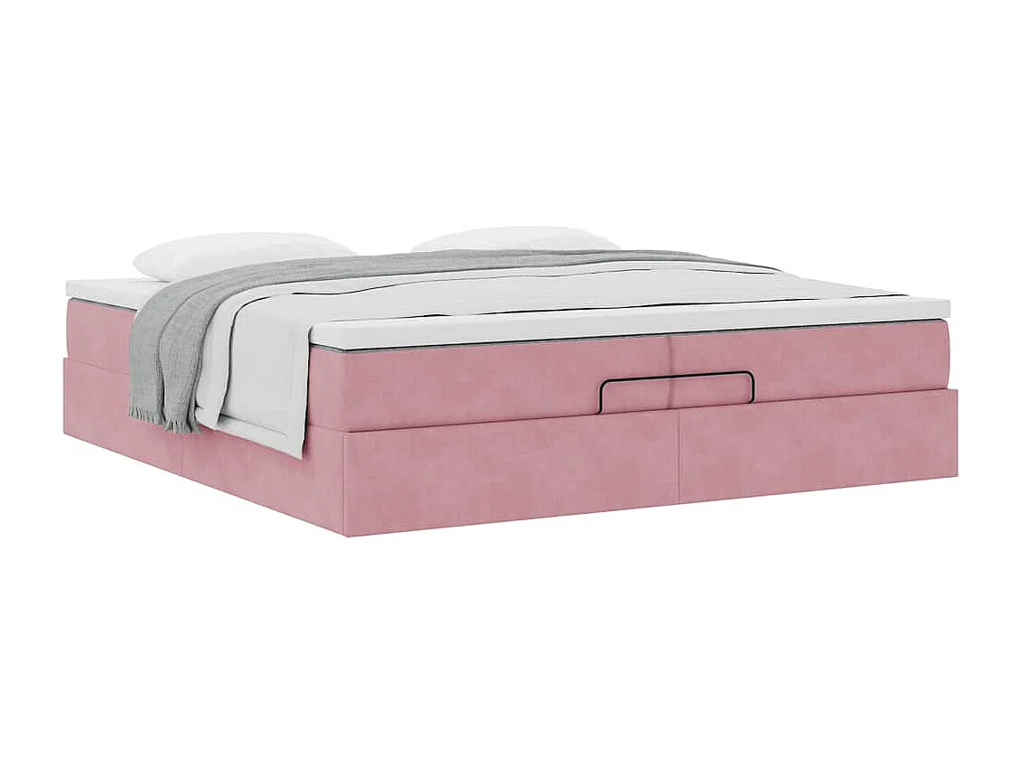 Ottoman bed met matrassen 200x200cm fluweel roze