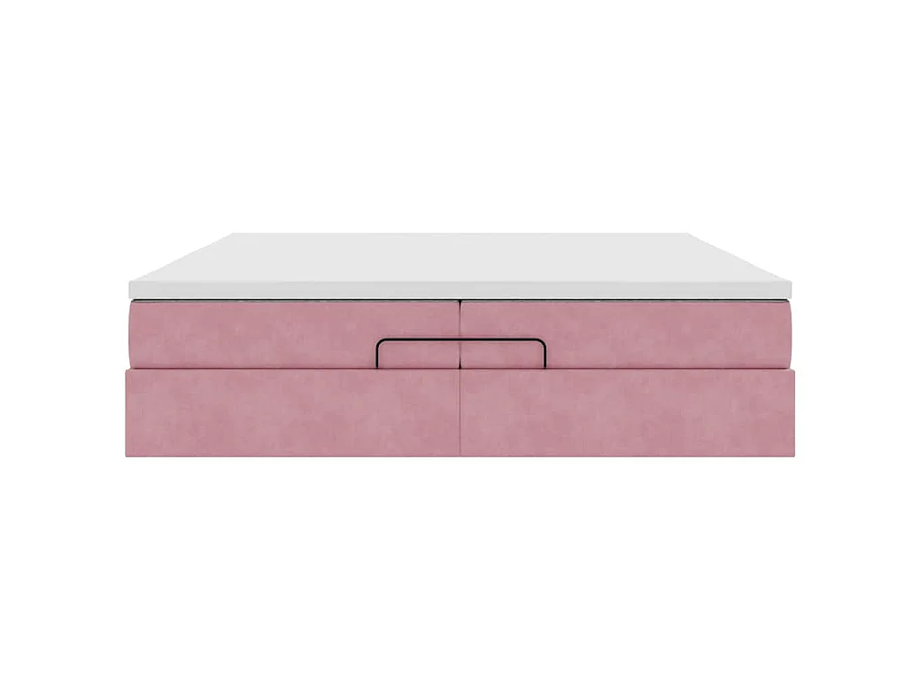Estructura de cama otomana colchones terciopelo rosa 200x200cm