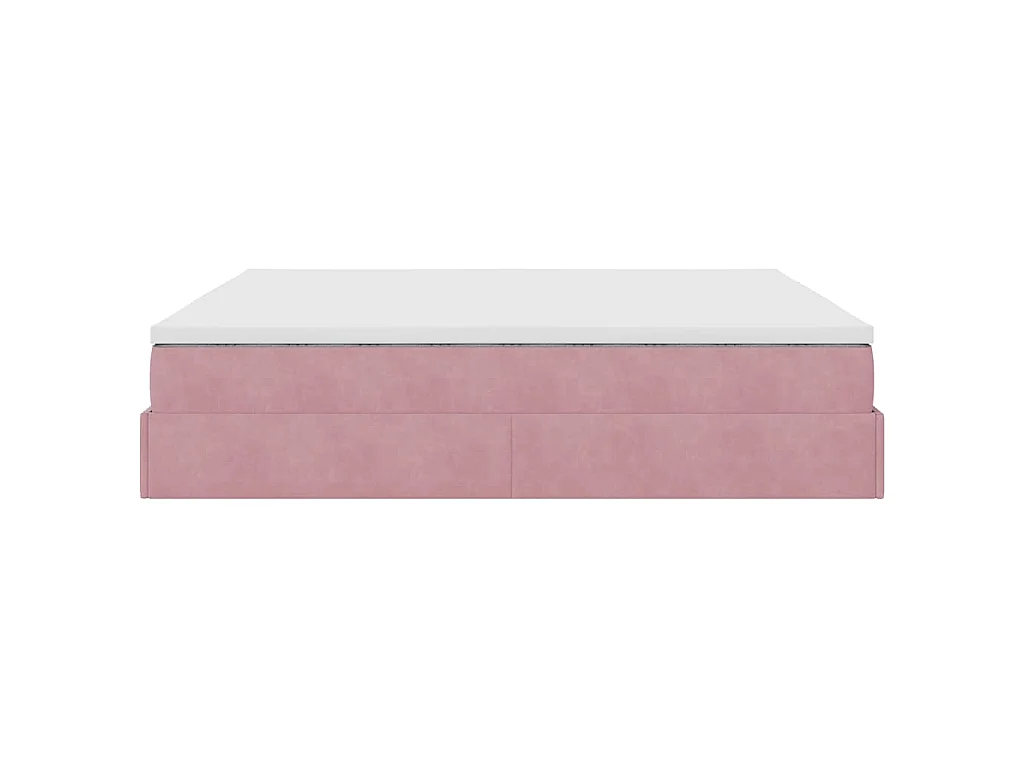 Estructura de cama otomana colchones terciopelo rosa 200x200cm