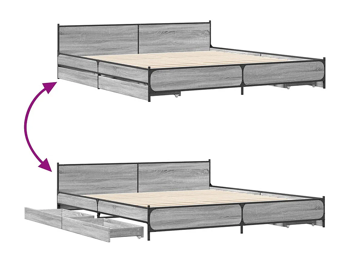 Giroletto Cassetti Grigio Sonoma 200x200 cm Legno Multistrato