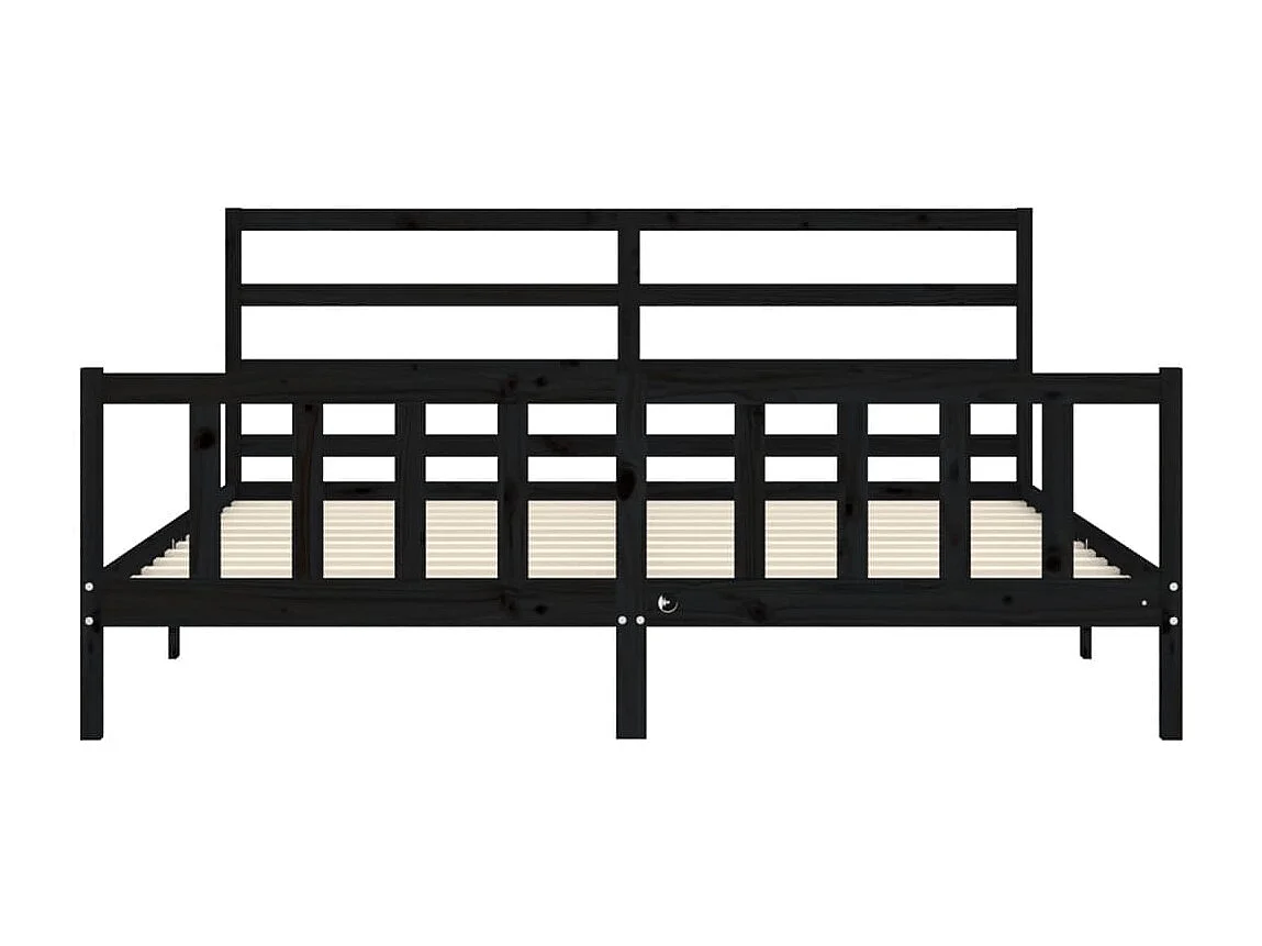 Giroletto con Testiera Nero 200x200 cm in Legno Massello
