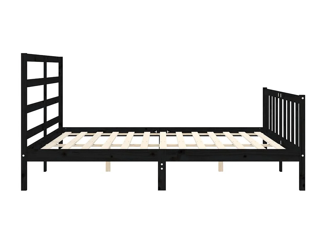 Giroletto con Testiera Nero 200x200 cm in Legno Massello