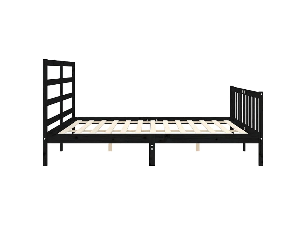 Cadre de lit sans matelas noir 200x200 cm bois massif de pin