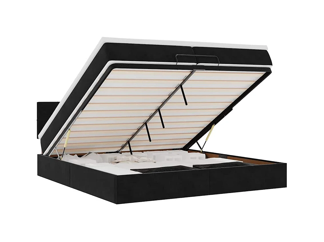 Cadre de lit ottoman avec matelas noir 200x200 cm velours